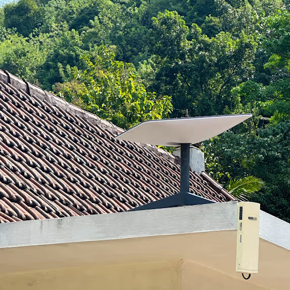 Starlink WiFi equipment used at Kavana Penida near Crystal Bay, Nusa Penida